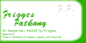 frigyes patkany business card